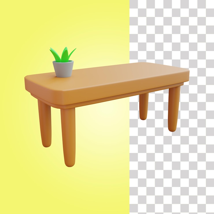 PSD ilustración de mesa de salón 3d