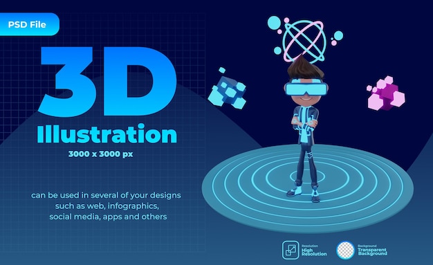 PSD ilustración de metaverso de renderizado 3d