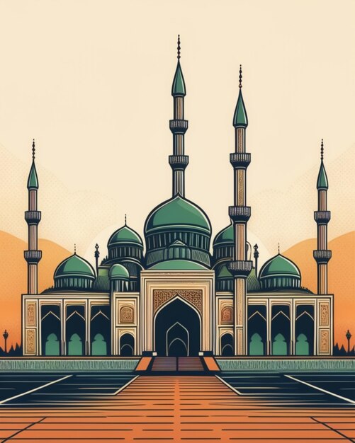 PSD ilustración de la mezquita 2d