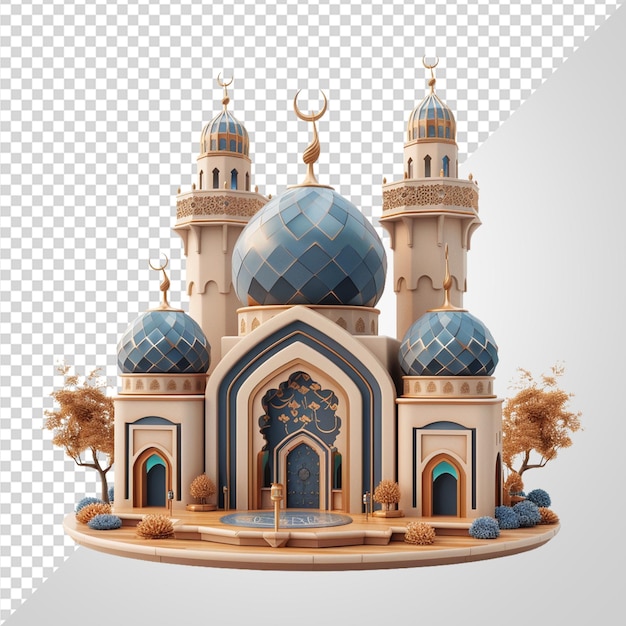 Ilustración de una mezquita en 3d