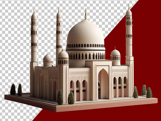 PSD ilustración de una mezquita moderna en miniatura