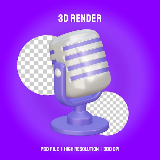 PSD ilustración de micrófono 3d aislado