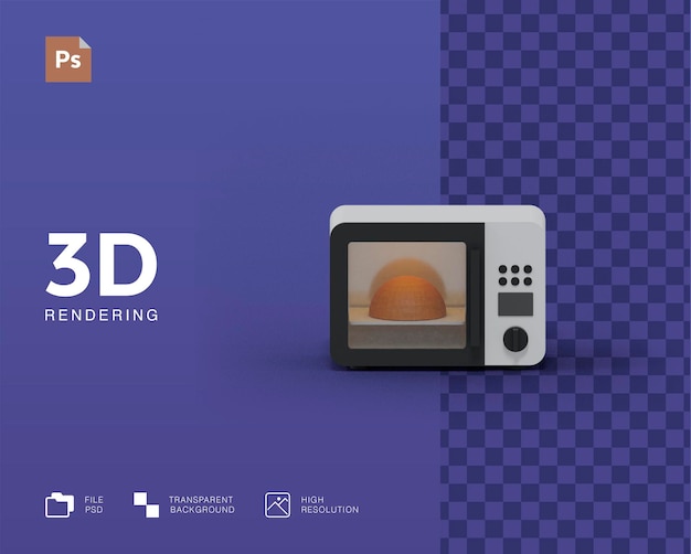 PSD ilustración de microondas 3d