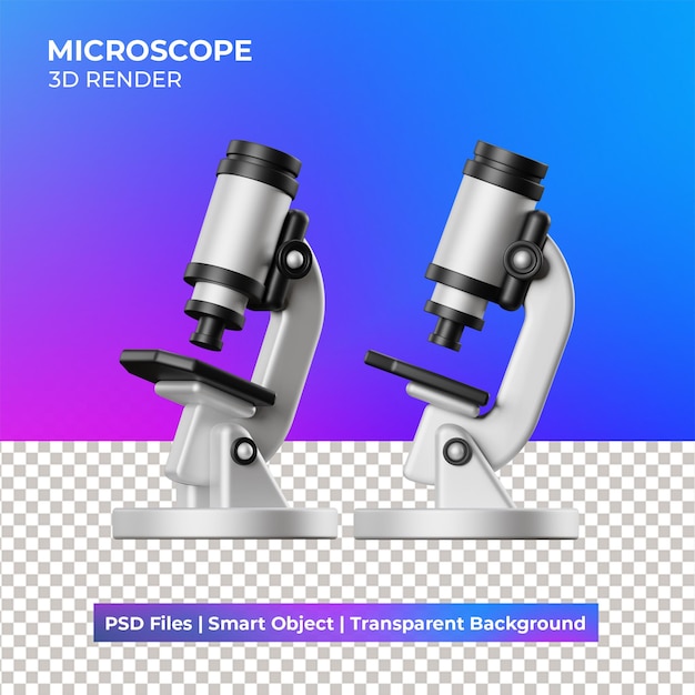 PSD ilustración de microscopio 3d aislado