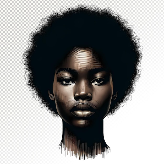 PSD ilustración mínima de retrato afroamericano