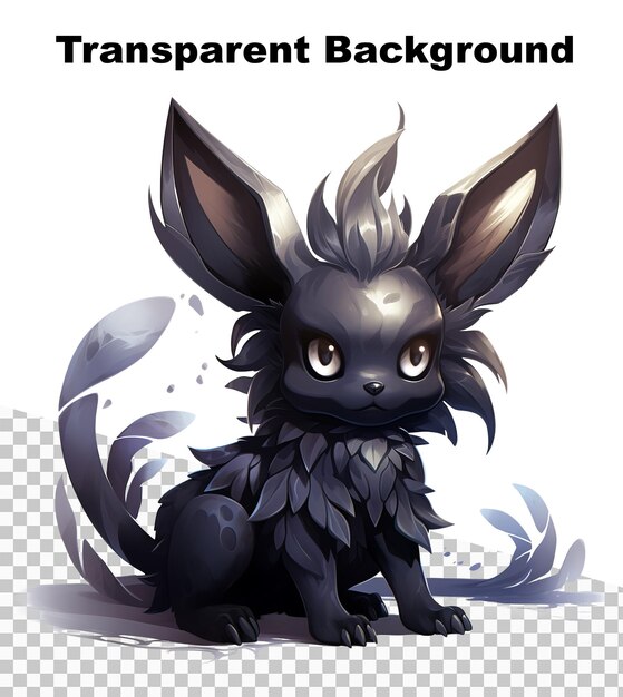 PSD una ilustración de una misteriosa criatura de estilo eevee oscuro