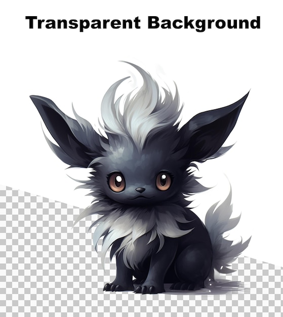 Una ilustración de una misteriosa criatura de estilo eevee oscuro