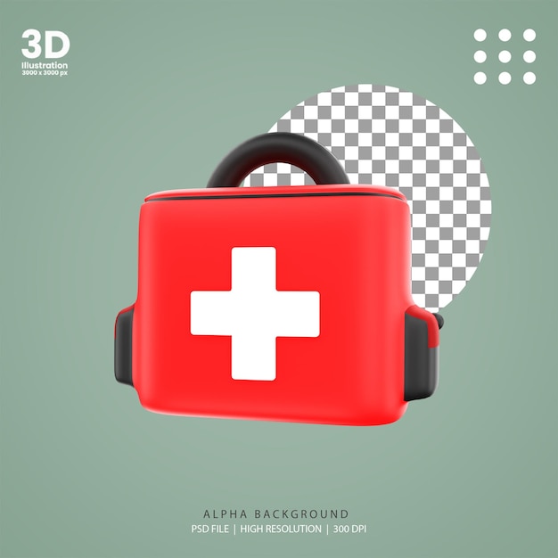 PSD ilustración de mochila médica de render 3d