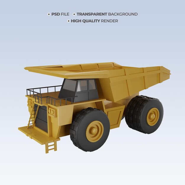 Ilustración del modelo 3D del camión de minería PSD