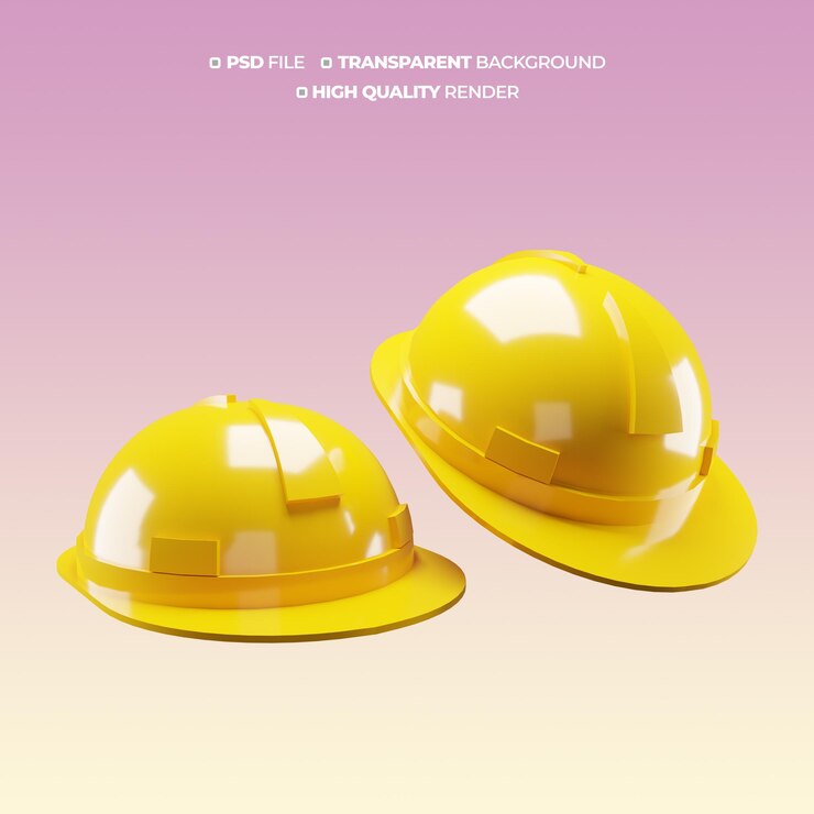 PSD ilustración del modelo 3d del casco de seguridad psd