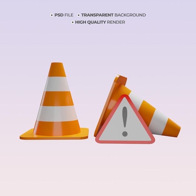 Ilustración del modelo 3D del cono de tráfico PSD