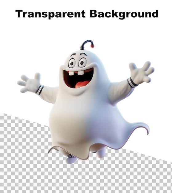 PSD una ilustración de un modelo 3d de un fantasma feliz