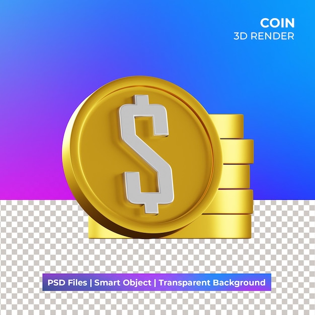 PSD ilustración de moneda 3d aislado