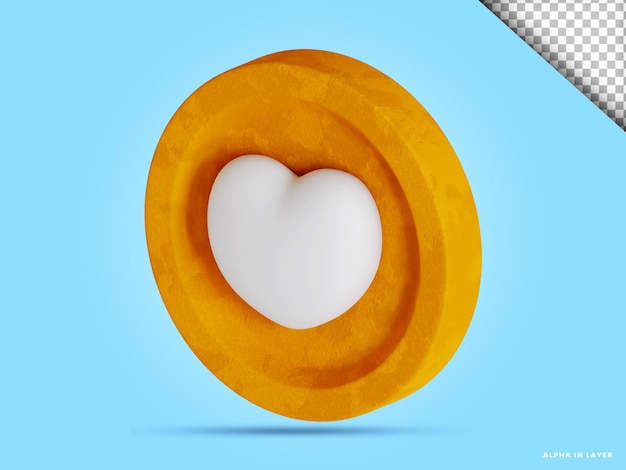 Ilustración de moneda de amor de corazón 3d en fondo transparente