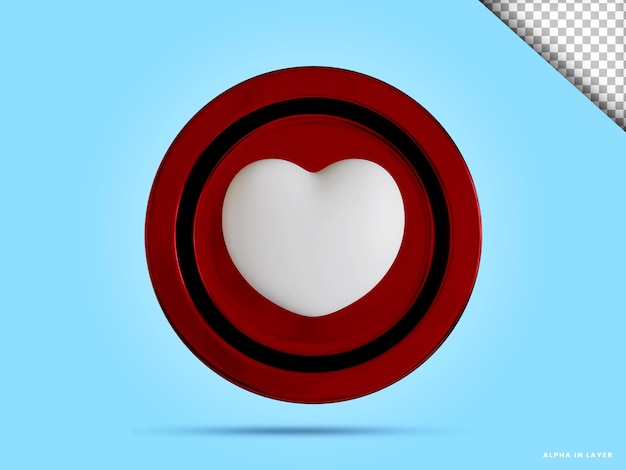 Ilustración de moneda de amor de corazón 3d en fondo transparente