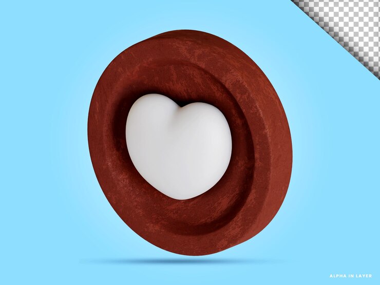 PSD ilustración de moneda de amor de corazón 3d en fondo transparente