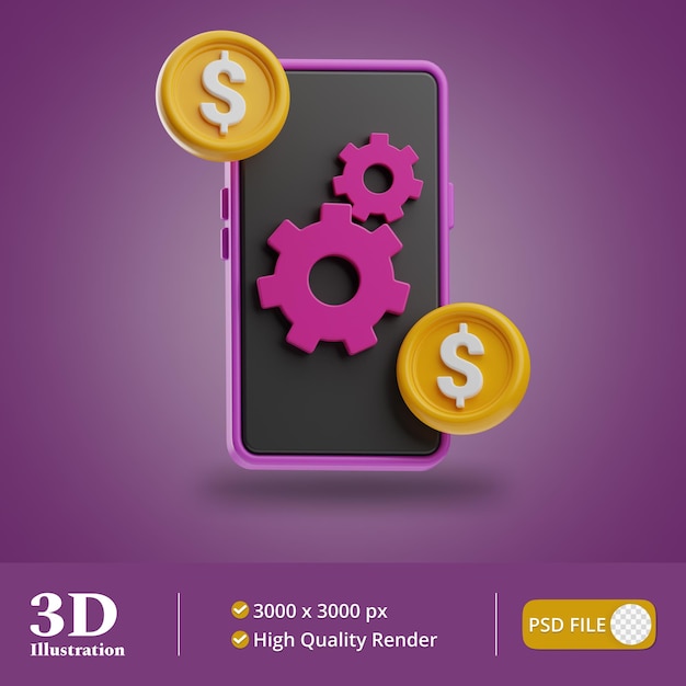 PSD ilustración de monetización de marketing digital 3d