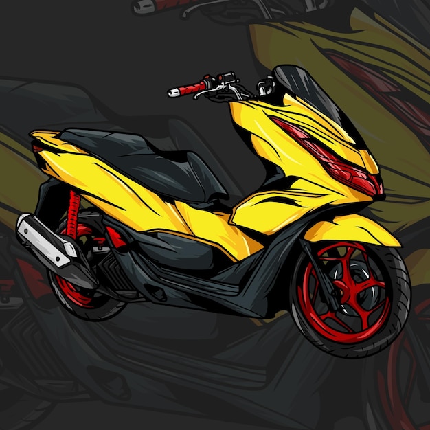 PSD ilustración de una motocicleta con transmisión automática vectorial