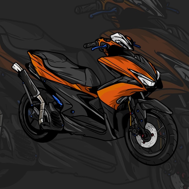 PSD ilustración de una motocicleta con transmisión automática vectorial