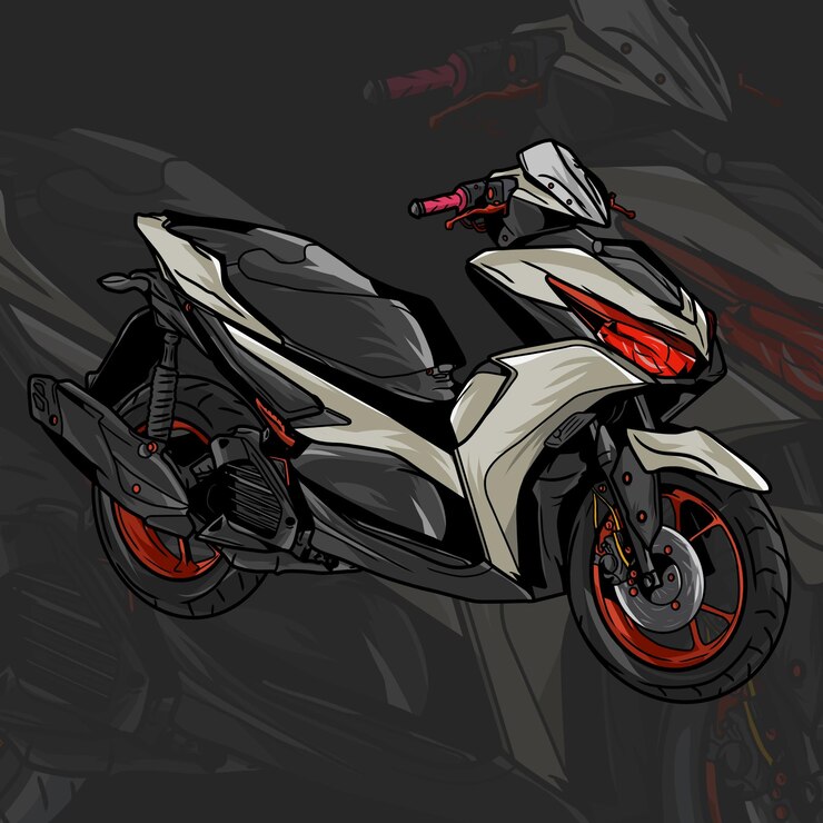 PSD ilustración de una motocicleta con transmisión automática vectorial