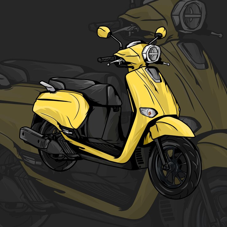 PSD ilustración de una motocicleta con transmisión automática vectorial