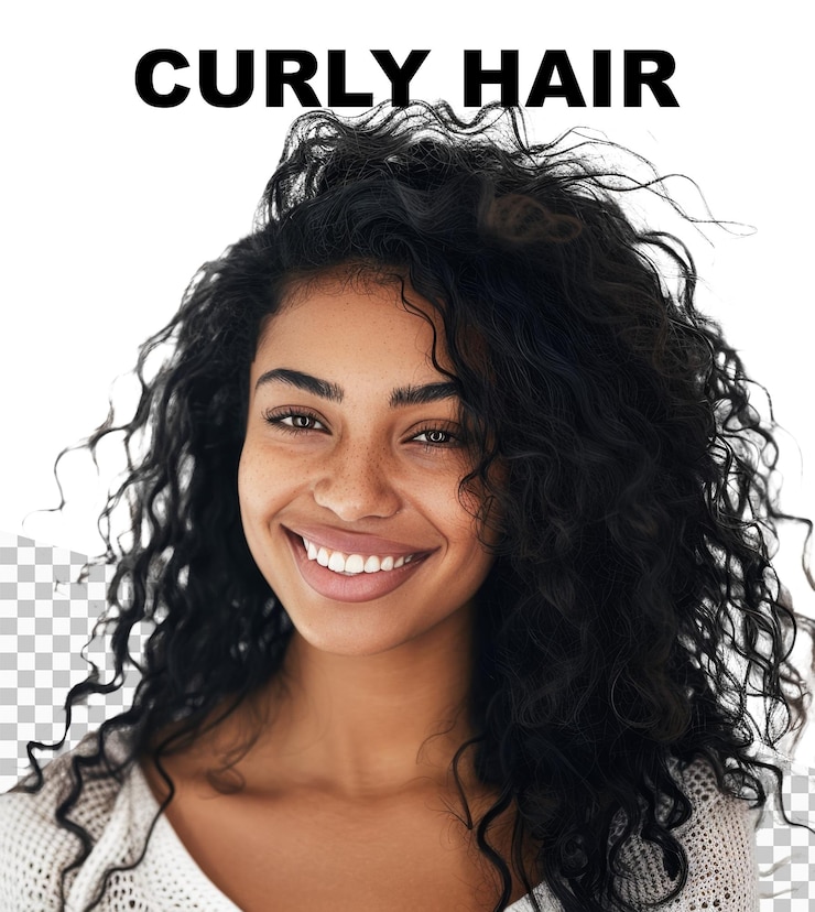 PSD una ilustración de una mujer bonita con cabello rizado en un fondo transparente