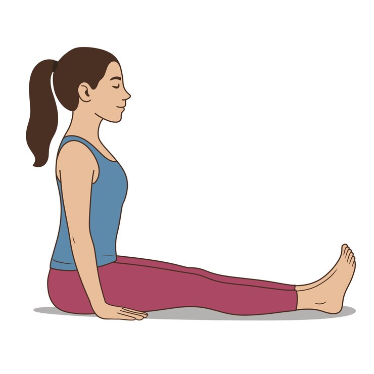 PSD ilustración de una mujer haciendo la postura del bastón de yoga