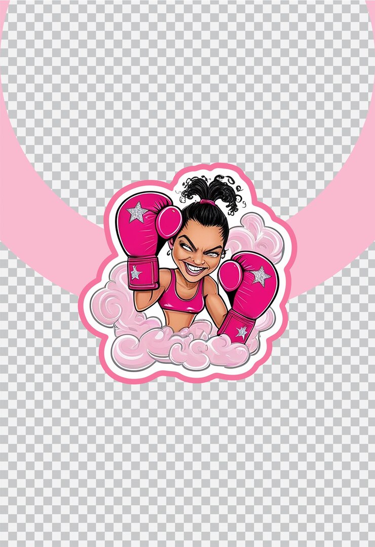 PSD ilustración de una mujer linda con guantes de boxeo