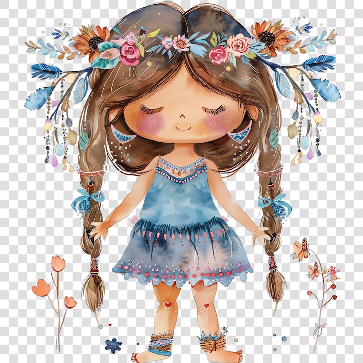 PSD ilustración de muñecas para bebés con acuarela