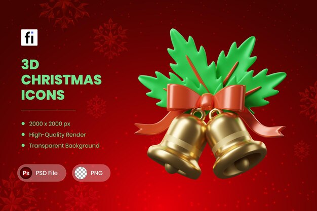 Ilustración de Navidad 3D Campanas de Navidad