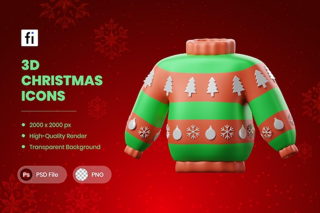Ilustración navideña 3D Suéter navideño