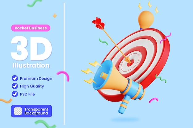 Ilustración de negocio de destino 3D