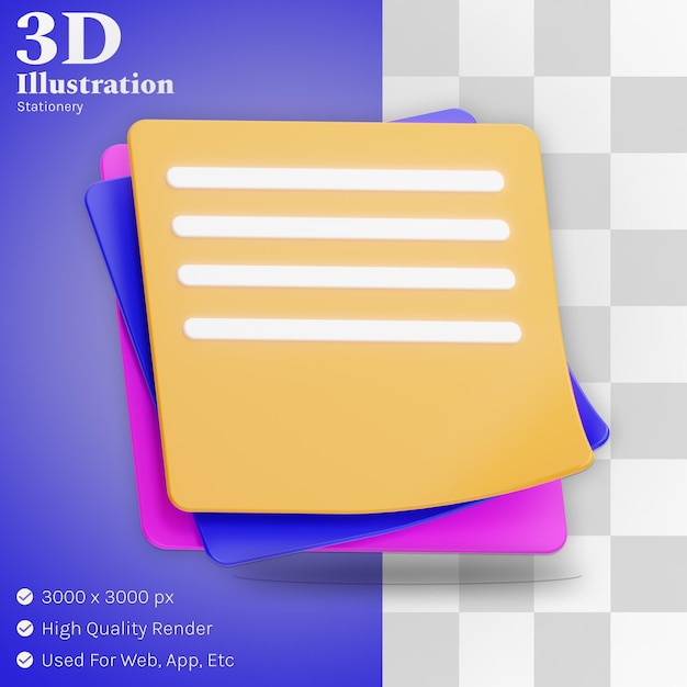 Ilustración de notas 3d