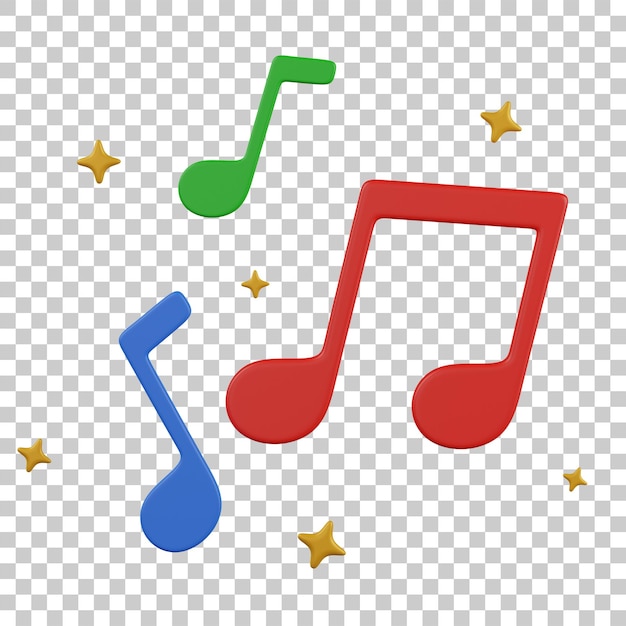 Ilustración de notas musicales coloridas en 3D