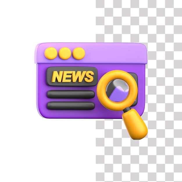 Ilustración de noticias de búsqueda en 3D