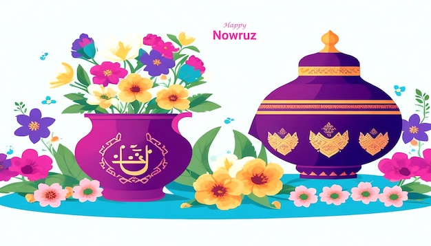 PSD ilustración de nowruz de vector plano libre