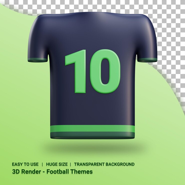 PSD ilustración de número de jersey de renderizado 3d con fondo transparente