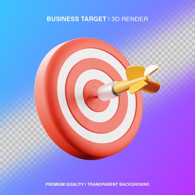Ilustración de objetivo empresarial 3D aislada