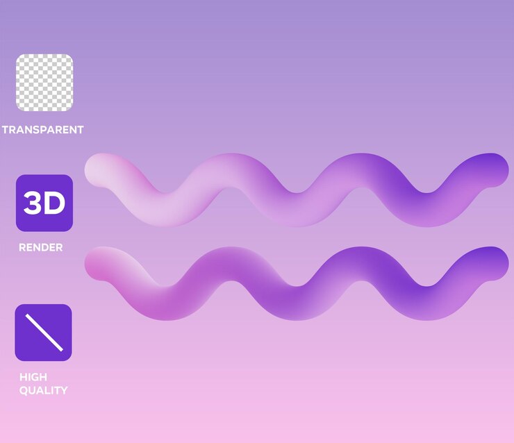 PSD ilustración del objeto 3d en forma de onda de flujo