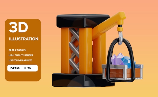 Ilustración del objeto 3D de la grúa de construcción