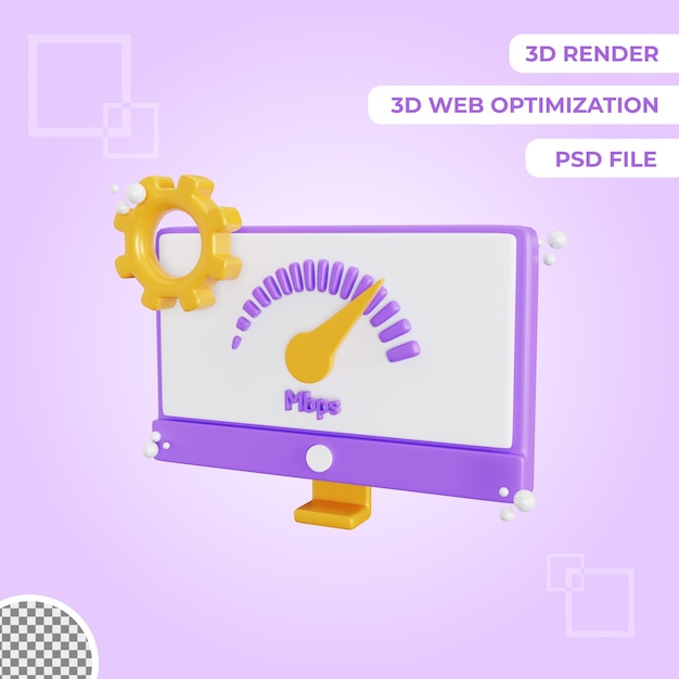 PSD ilustración de objeto aislado de icono de sitio web de conexión de alta velocidad 3d