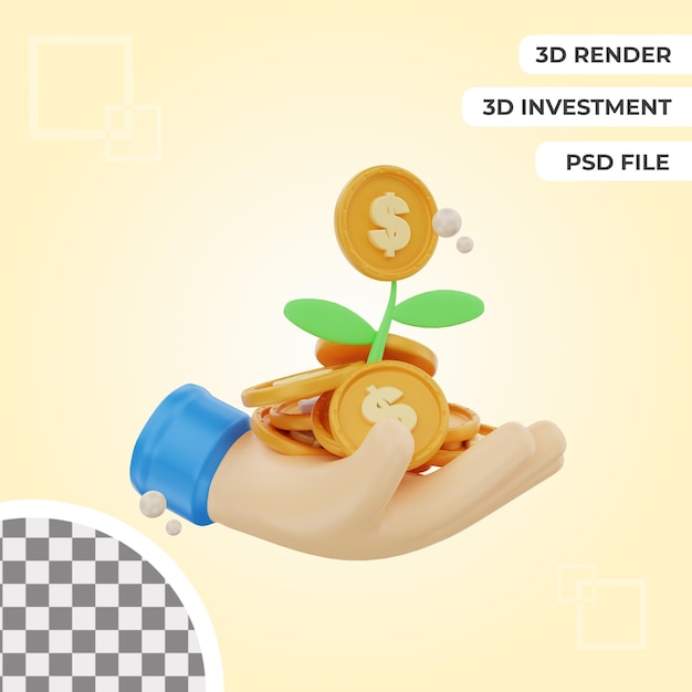 Ilustración de objeto de icono de planta de dólar 3d premium psd