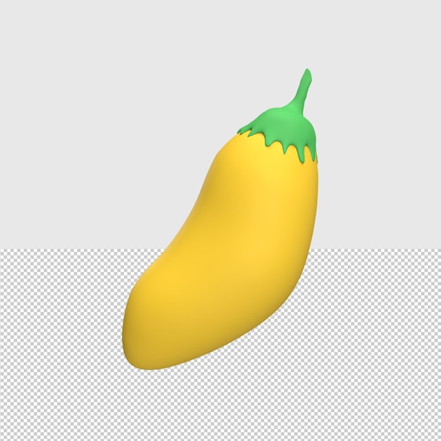 Ilustración de objeto renderizado 3D Chili amarillo