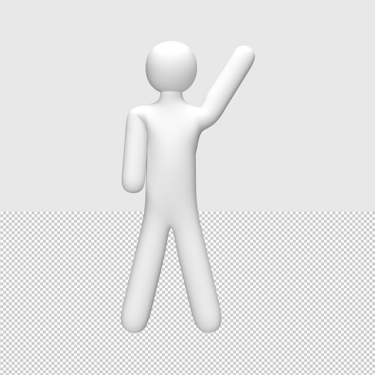 PSD ilustración de objeto renderizado de pose de personas 3d