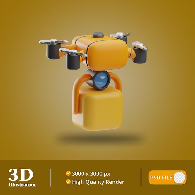 Ilustración de objeto robótico drone 3d