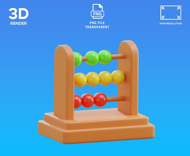 PSD ilustración de objetos 3d de ábaco