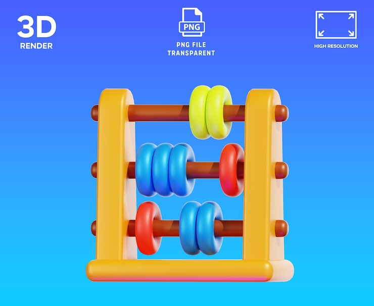 PSD ilustración de objetos en 3d de la calculadora abacus