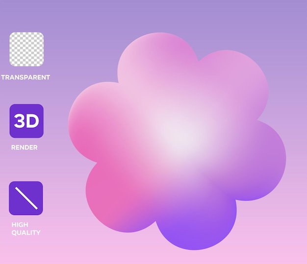 Ilustración de objetos 3D en forma de flor