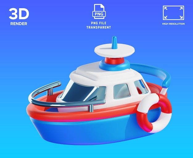 Ilustración de objetos en 3D de los juguetes de barco