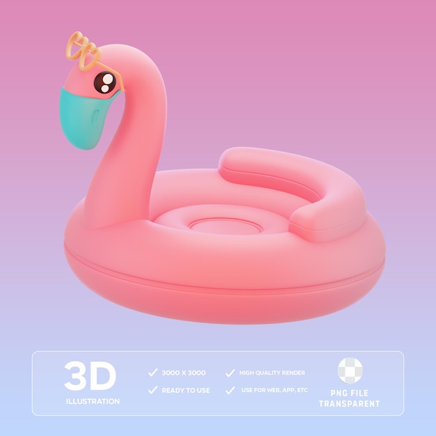 Ilustración de objetos 3D de la piscina de flamencos inflables